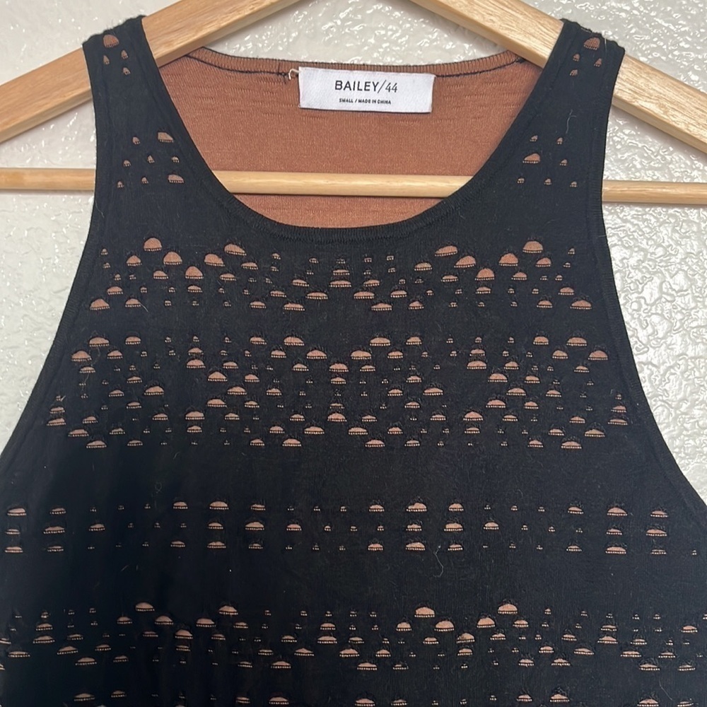 Bailey 44 Sleeveless Desperado Bodycon Eyelet Black /Tan Dress - Picture 2 of 5